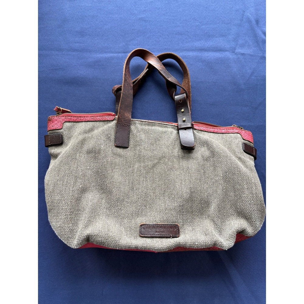 Liebeskind Berlin Canvas Snakeskin Leather Tote Bag